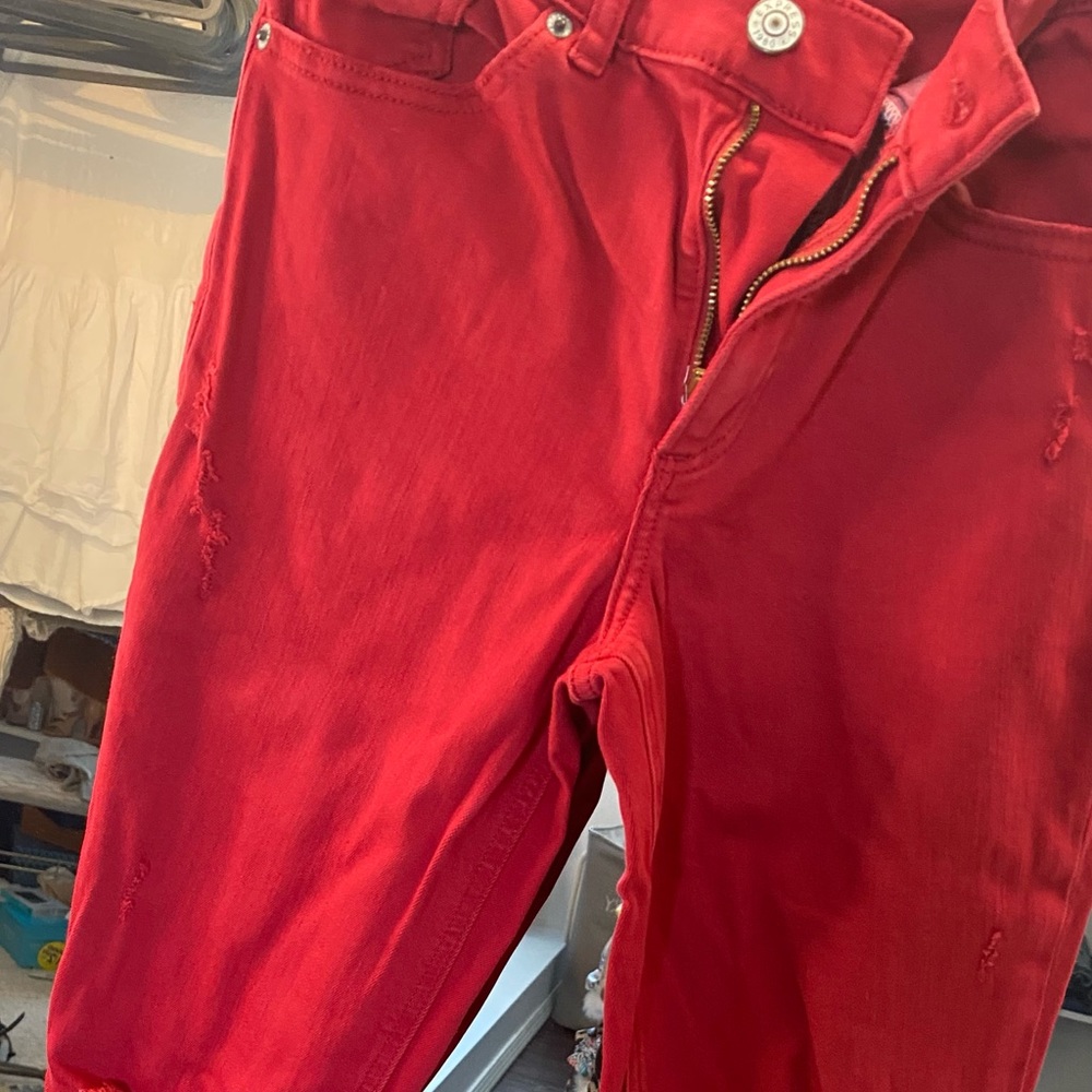 Red distress Express jeans